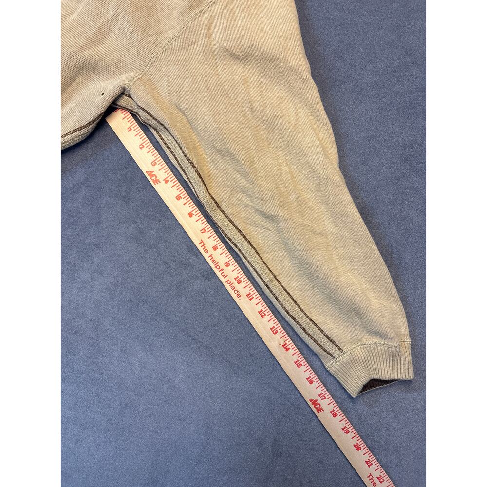 Hathaway 1/4 Zip Sweater, Tan w/ Brown Stitching on Sleeves, Men’s Loose Fit Med - Picture 8 of 9